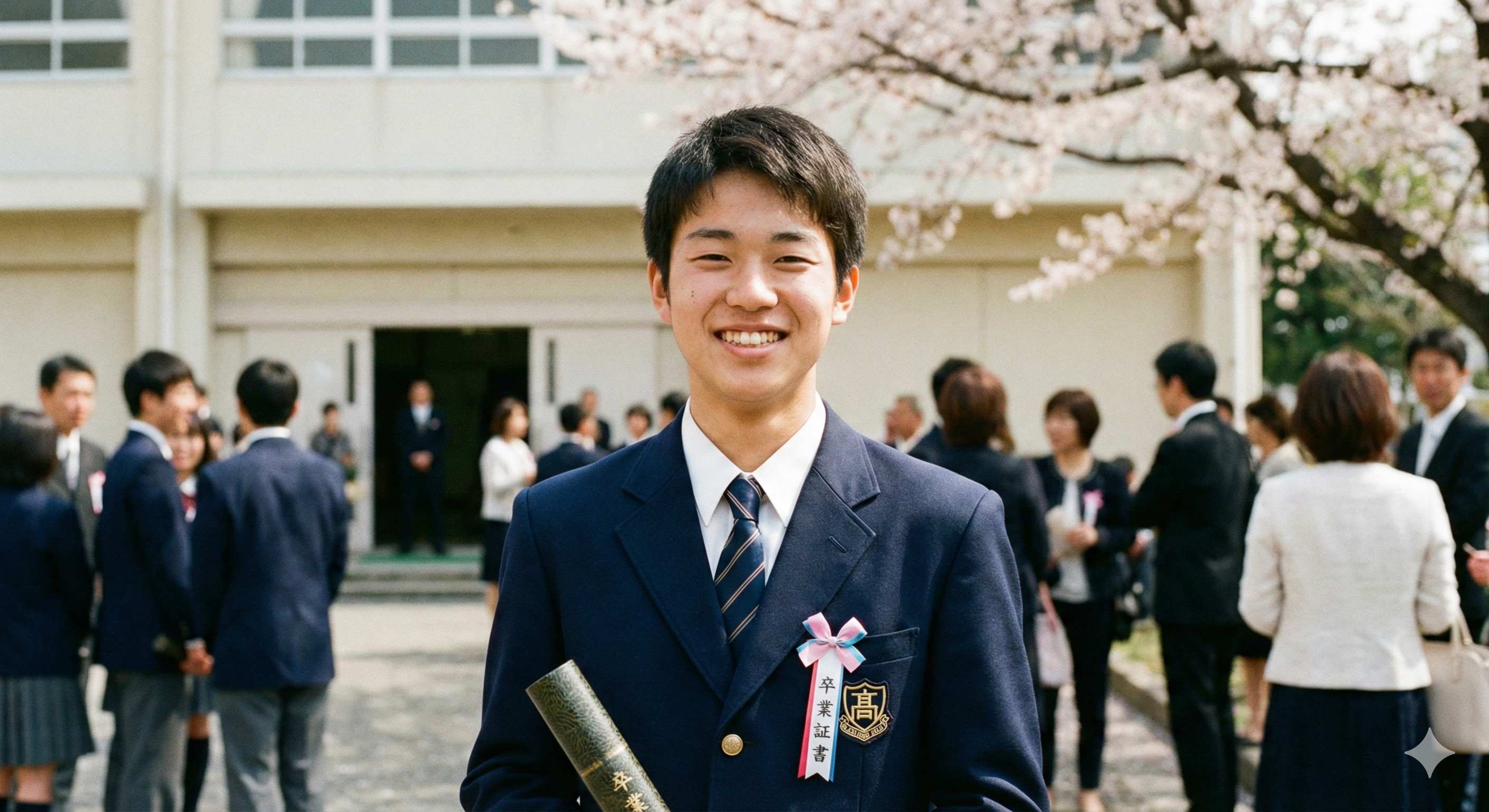 卒業証書を持って笑顔の卒業生S.Iさん